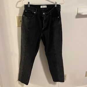 Seam detail black mom jeans